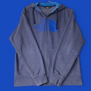 The North Face Full Zip-Up Men's Hoodie Blue Size Large, Large Logo